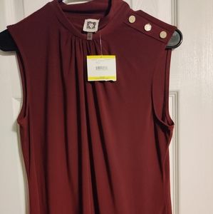 Anne Klein High Neck Burgundy M